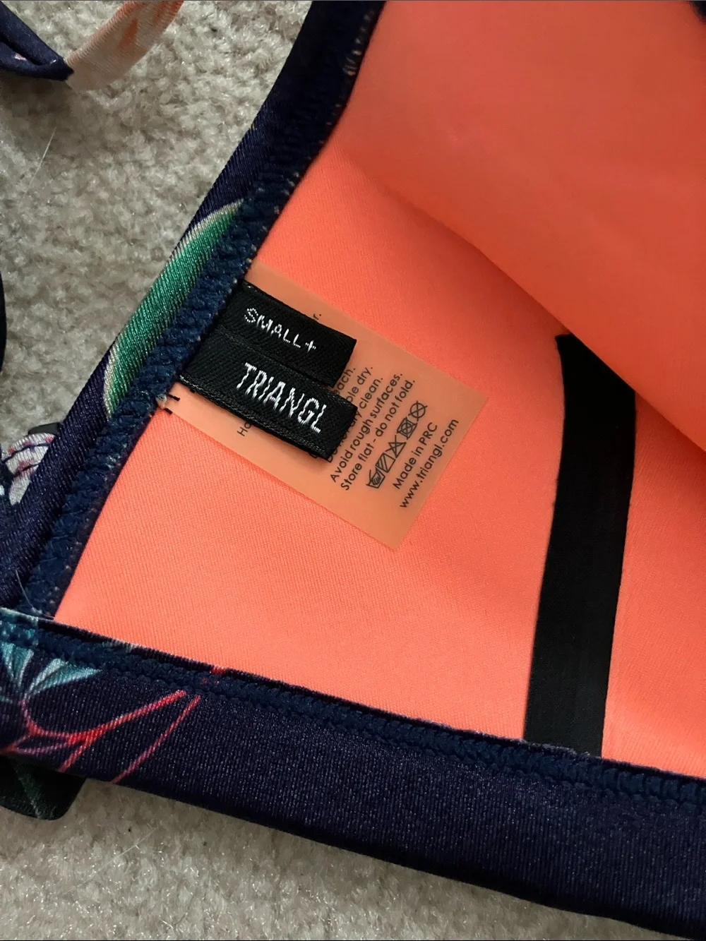 triangl swimwear Navy & Coral Floral Triangle Bikini Set
